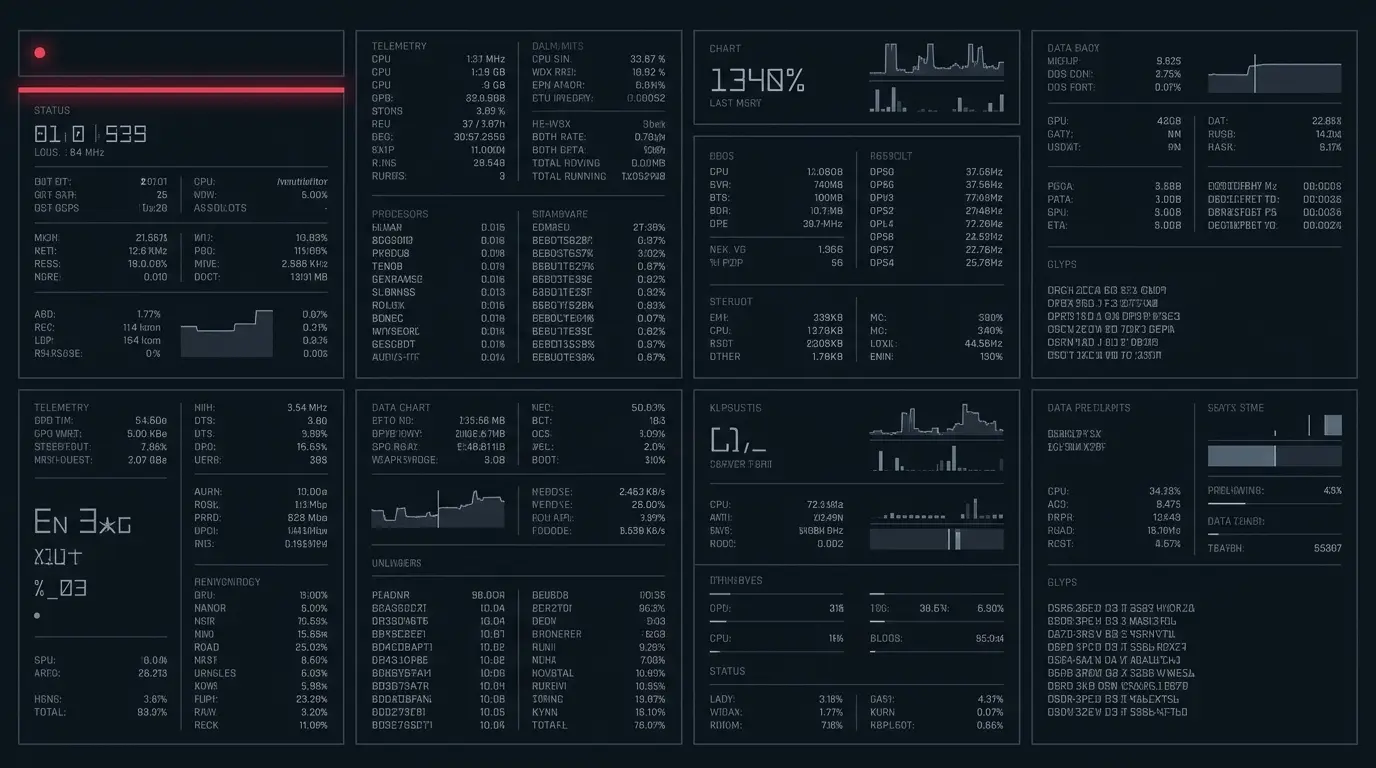 Dark telemetry-dense operating system interface